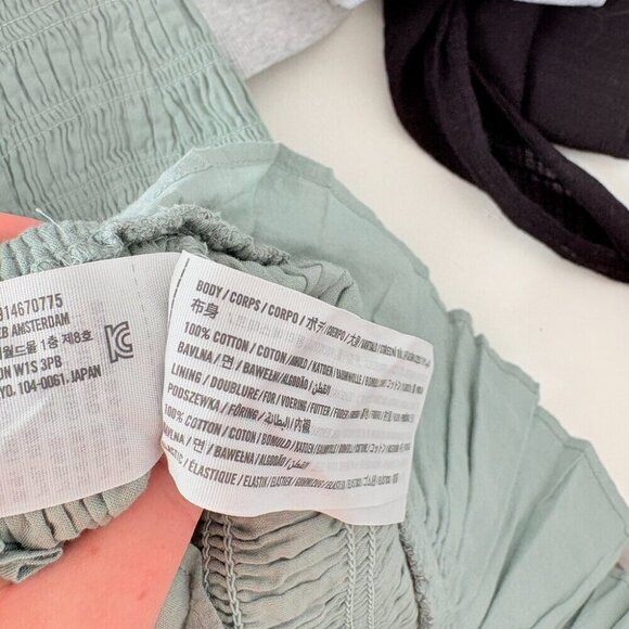 Abercrombie & Fitch Smocked Off The Shoulder Mini Dress Sage Green NWT Sz M Tall - Picture 8 of 8